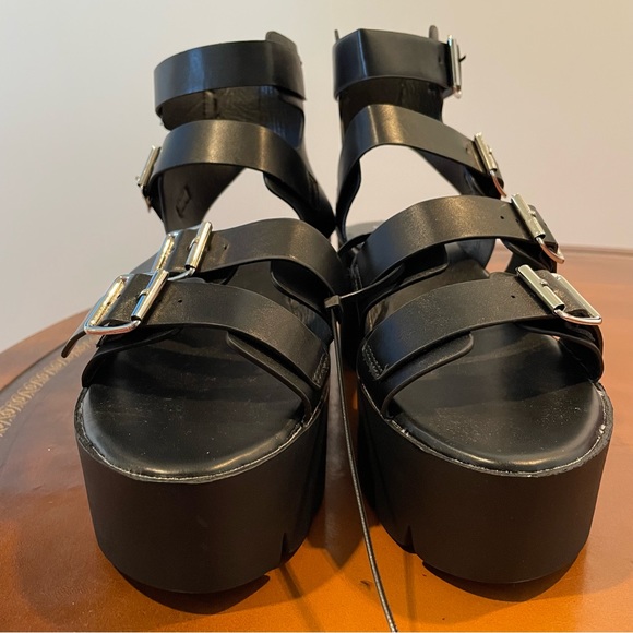 Black Chunky Platform Strappy Band Sandals size 10 - Picture 4 of 7